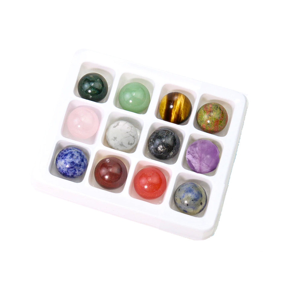 Set di 12 mini sfere di pietre e cristalli naturali - BioVeganShop
