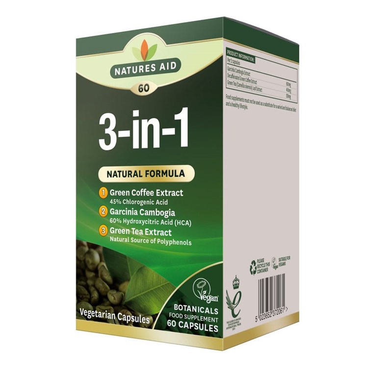 3 in 1 (CAFFÈ VERDE, GARCINIA CAMBOGIA, THÈ VERDE) - INTEGRATORE Natures Aid Natures Aid