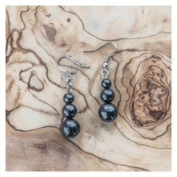 ORECCHINI PENDENTI DI SHUNGITE - TRE PERLE Cristalli e altro