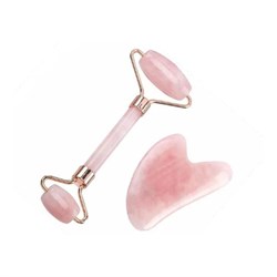 RULLO MASSAGGIO + PIETRA GUA-SHA - QUARZO ROSA Beauty device & Accessori