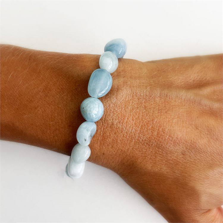 Bracciale Elastico Con Cristallo Di Acquamarina Da 8 Mm - Foto 2