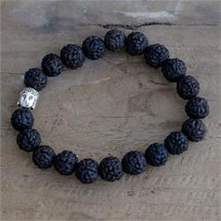 BRACCIALE RUDRAKSHA NERO CON BUDDHA Cristalli e altro