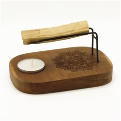 BRUCIA SMUDGE O PALOSANTO IN LEGNO TEAK - YIN & YANG Incensi & Accessori