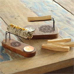 BRUCIA SMUDGE O PALOSANTO IN LEGNO TEAK - YIN & YANG Incensi & Accessori