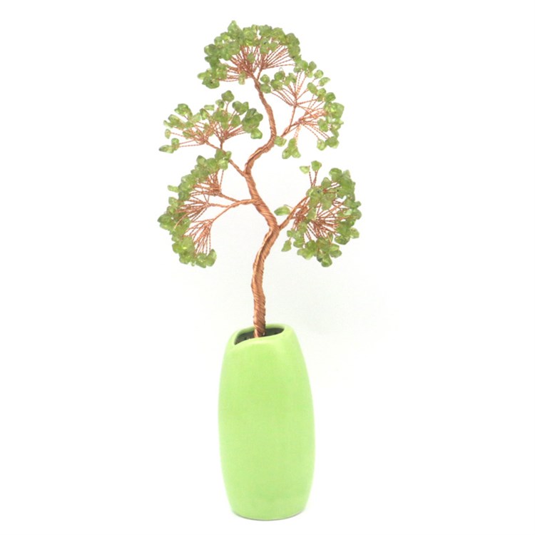 ALBERO DI CRISTALLI CON VASO VERDE - OLIVINA *Non più assortito *Non più assortito