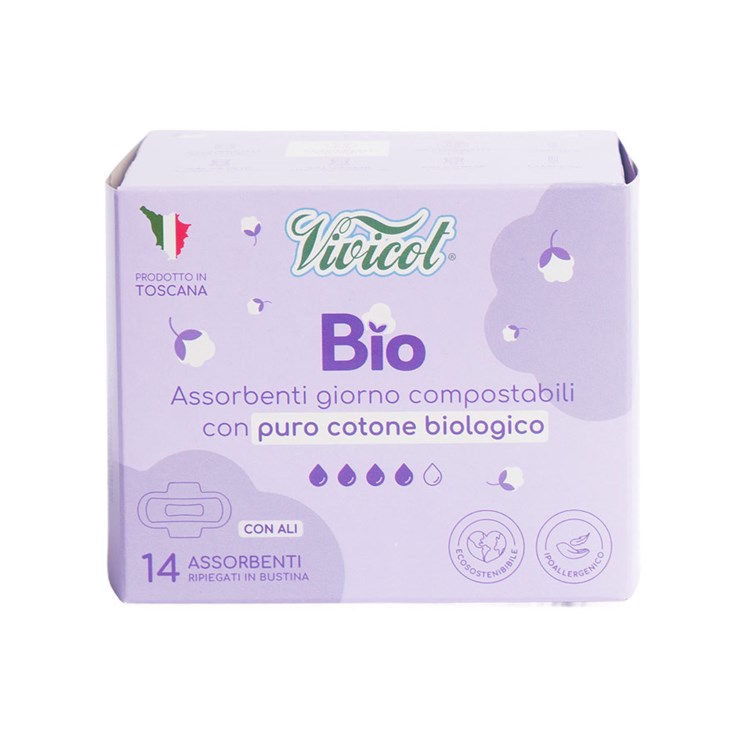 BIO - ASSORBENTI COMPOSTABILI GIORNO CON ALI Vivicot Vivicot