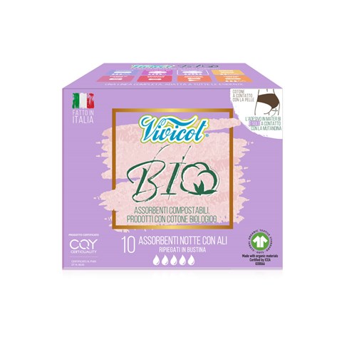 BIO - ASSORBENTI COMPOSTABILI NOTTE CON ALI