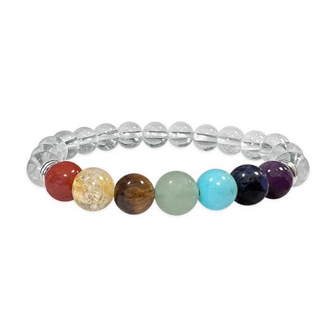 BRACCIALE 7 CHAKRA - CRISTALLO DI ROCCA