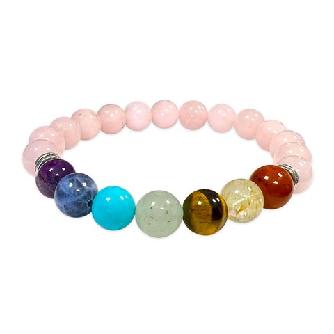 BRACCIALE 7 CHAKRA - QUARZO ROSA