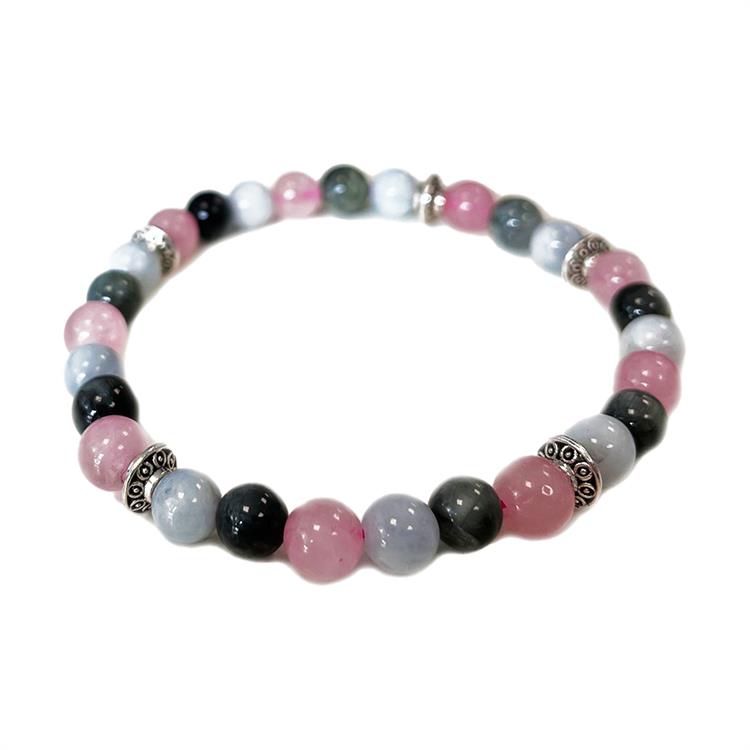 BRACCIALE ACQUAMARINA & QUARZO ROSA & OCCHIO DI FALCO *Non più assortito *Non più assortito