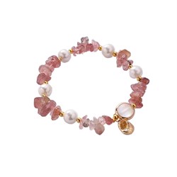 BRACCIALE CHIPS PEARL - QUARZO FRAGOLA Cristalli e altro
