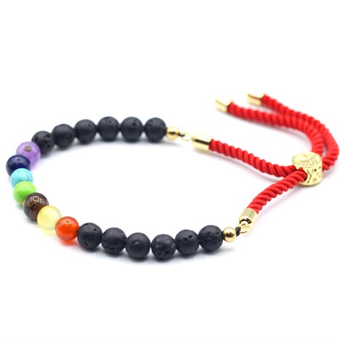 BRACCIALE CHIUSURA SCORREVOLE - PIETRA LAVICA e 7 CHAKRA