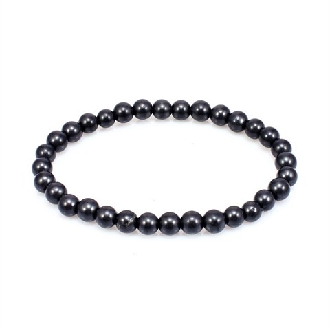 BRACCIALE DI SHUNGITE - PERLE TONDE 6 mm