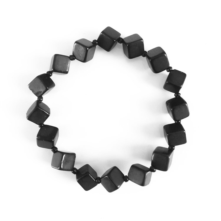 BRACCIALE DI SHUNGITE - PERLE CUBICHE 6 mm *Non più assortito *Non più assortito