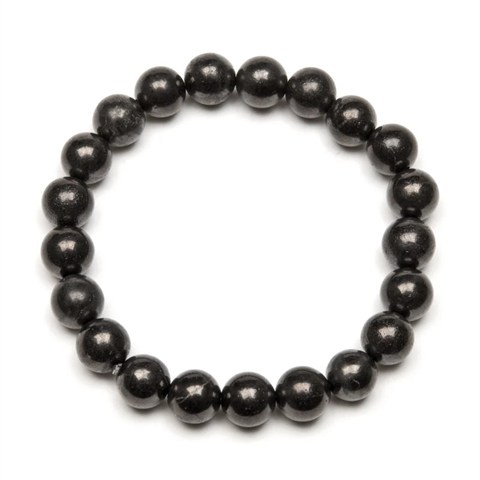 BRACCIALE DI SHUNGITE - PERLE TONDE 10 mm