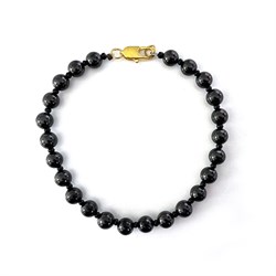 BRACCIALE DI SHUNGITE - PERLE TONDE E CILINDRI IN MARMO NERO Cristalli e altro