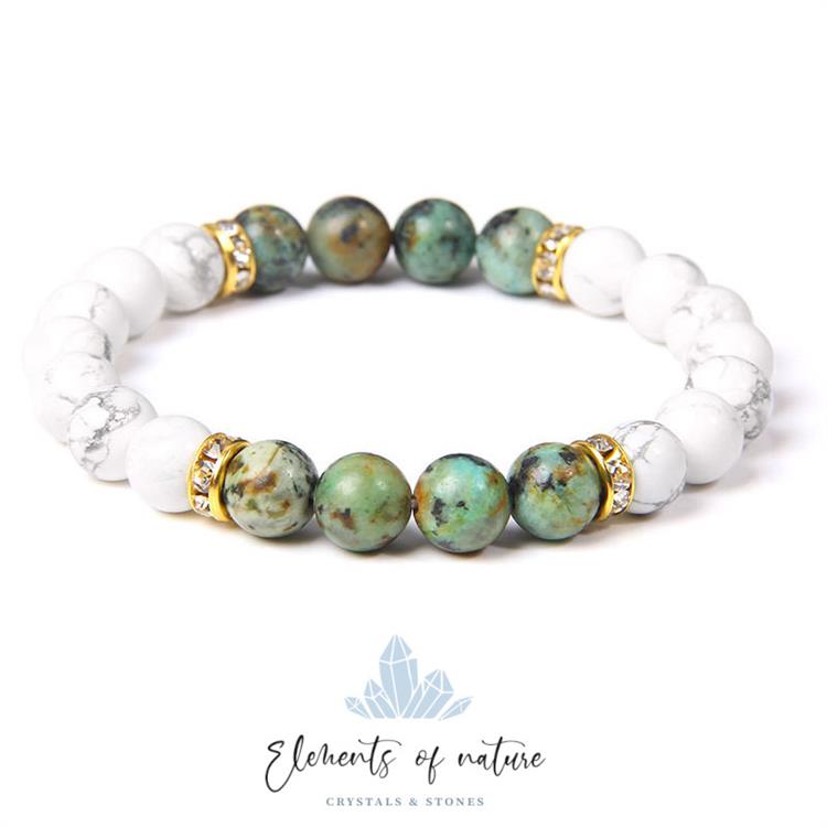 BRACCIALE HOWLITE & TURCHESE AFRICANO Elements of Nature Elements of Nature