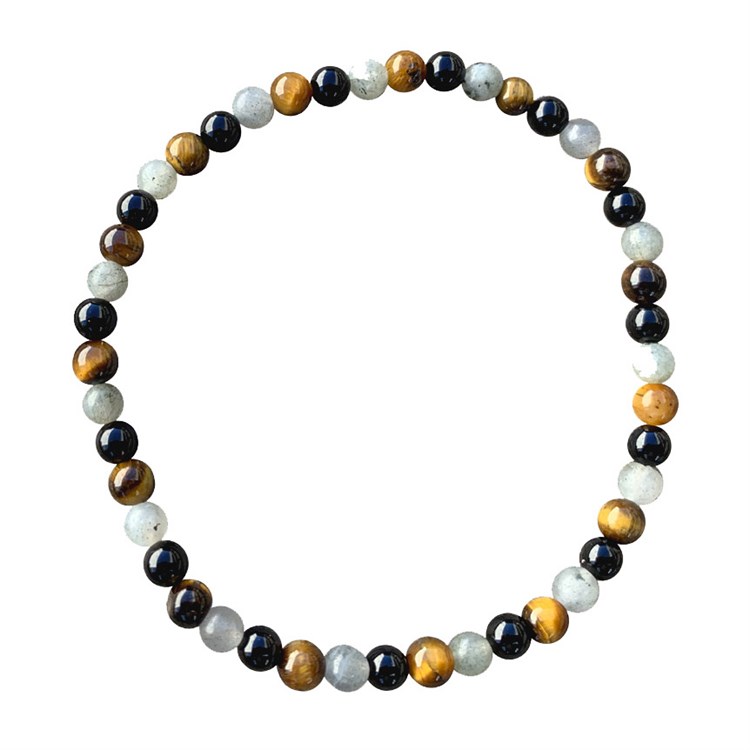 BRACCIALE LABRADORITE - OCCHIO DI TIGRE - ONICE NERO - 4 mm Cristalli e altro Cristalli e altro