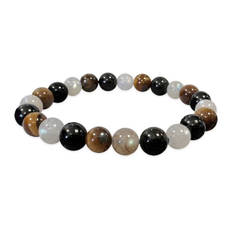 BRACCIALE LABRADORITE - OCCHIO DI TIGRE - TORMALINA