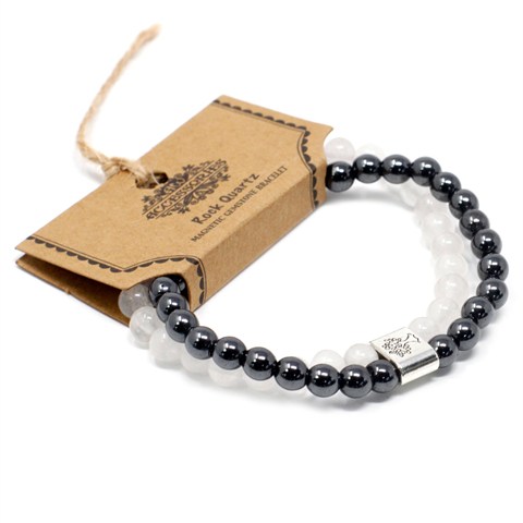 BRACCIALE DOPPIO "EMATITE -  CRISTALLO DI ROCCA"