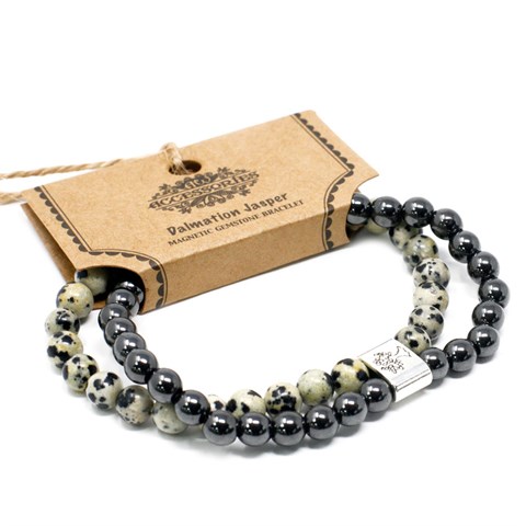 BRACCIALE DOPPIO "EMATITE - DIASPRO DALMATA"