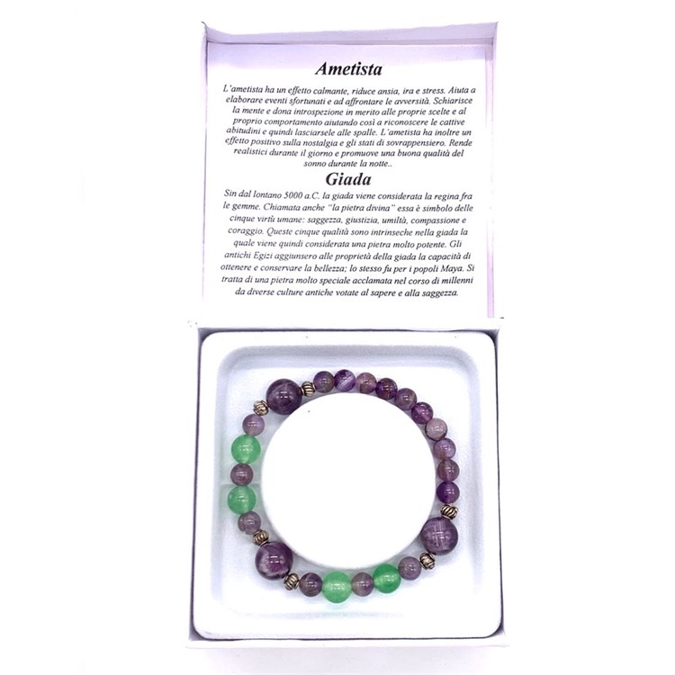 BRACCIALE NEW AGE - AMETISTA E GIADA Bio Luce Bio Luce