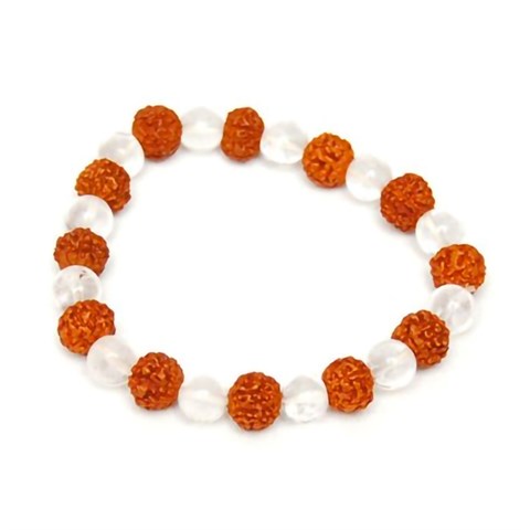 BRACCIALE RUDRAKSHA e CRISTALLO DI ROCCA