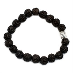 BRACCIALE RUDRAKSHA NERO CON BUDDHA Cristalli e altro