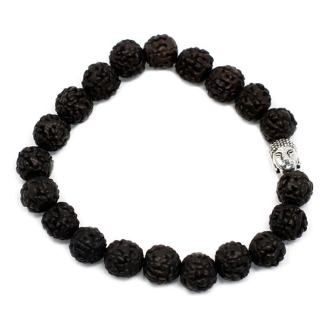 BRACCIALE RUDRAKSHA NERO CON BUDDHA