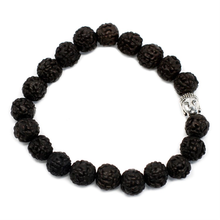 BRACCIALE RUDRAKSHA NERO CON BUDDHA Cristalli e altro Cristalli e altro