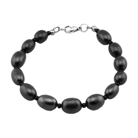 BRACCIALE DI SHUNGITE - PERLE OVALI