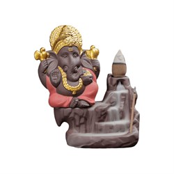 BRUCIA INCENSO BACKFLOW IN CERAMICA - GANESH Rosso Incensi & Accessori