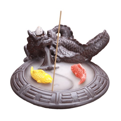 BRUCIA INCENSO IN CERAMICA BACKFLOW - DRAGO e CARPE KOI