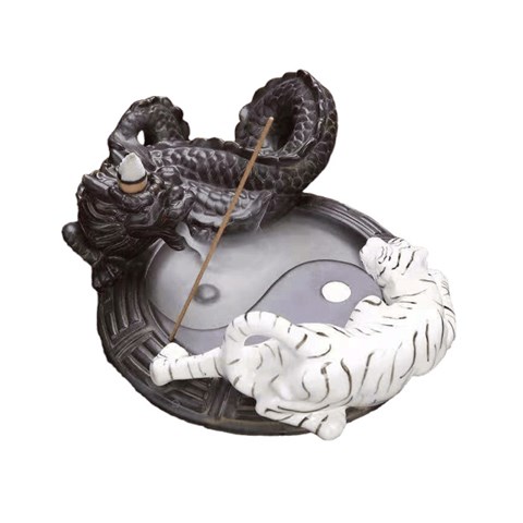 BRUCIA INCENSO IN CERAMICA BACKFLOW - DRAGO e TIGRE