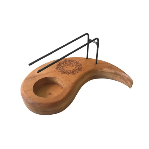 BRUCIA SMUDGE o PALOSANTO IN LEGNO TEAK "GOCCIA"  - YIN & YANG
