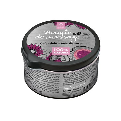 CANDELA DA MASSAGGIO "CALENDULA & LEGNO DI ROSA"