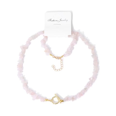 CHIPS SET: COLLANA + BRACCIALE - QUARZO ROSA