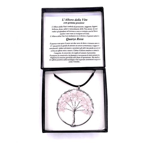 COLLANA ALBERO DELLA VITA - QUARZO ROSA