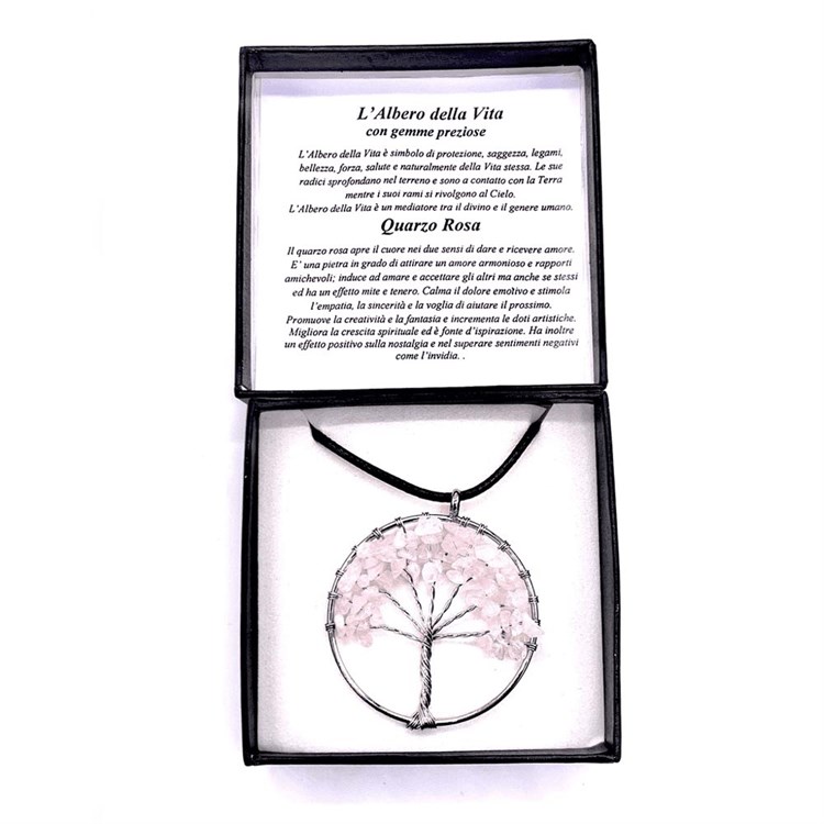 COLLANA ALBERO DELLA VITA - QUARZO ROSA Bio Luce Bio Luce