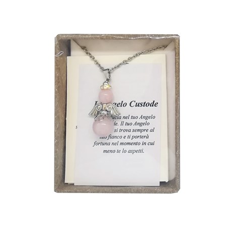 COLLANA ANGELO CUSTODE - QUARZO ROSA