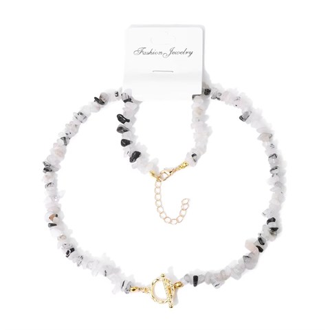 CHIPS SET: COLLANA + BRACCIALE - QUARZO TORMALINATO