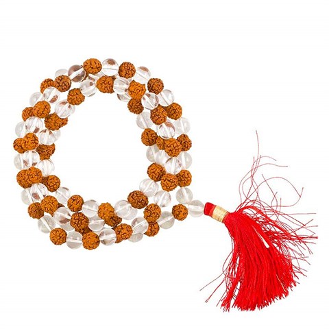 MALA RUDRAKSHA e CRISTALLO DI ROCCA