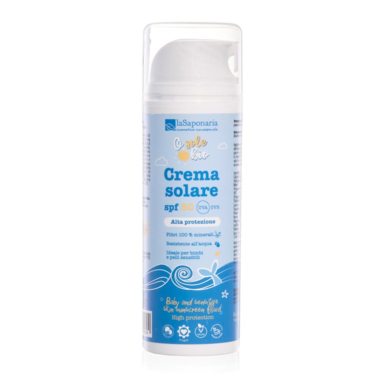 CREMA SOLARE SPF 50 - BIMBI E PELLI SENSIBLI La Saponaria La Saponaria