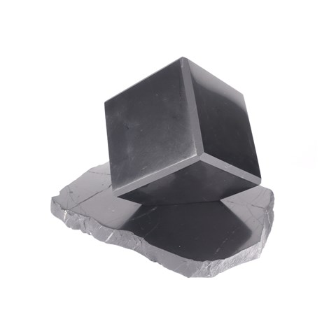 CUBO DI SHUNGITE LUCIDA CON BASE