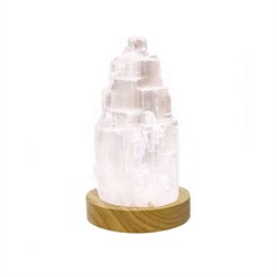 iceberg di selenite su base led di legno