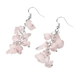 orecchini con schegge di quarzo rosa