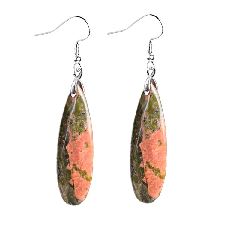 ORECCHINI IN UNAKITE SFACCETTATA *Non più assortito *Non più assortito