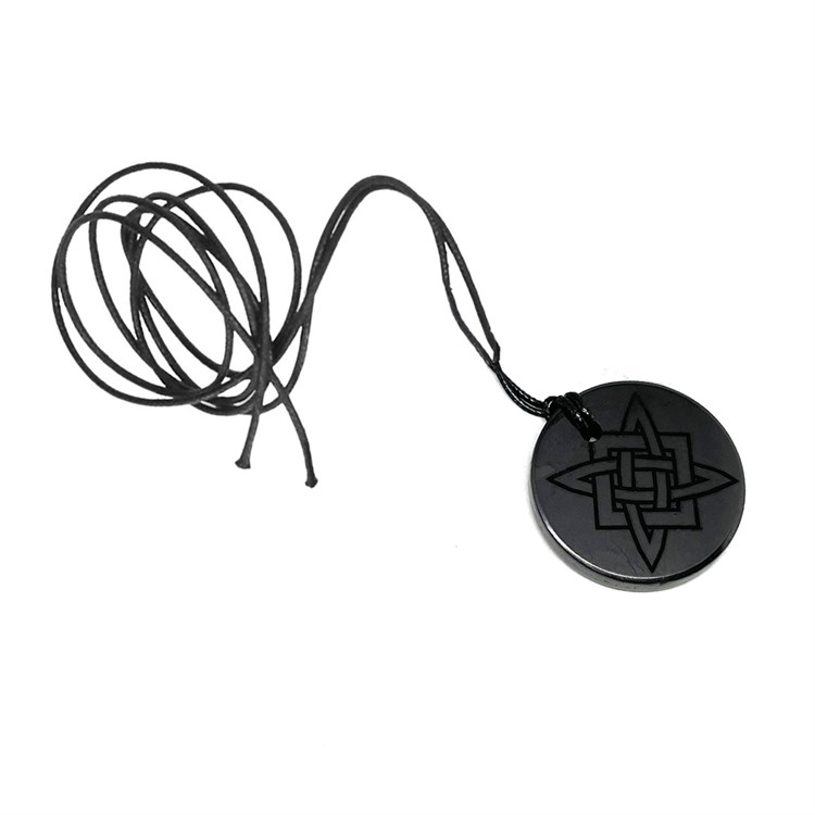 PENDENTE DI SHUNGITE - DISCO CON NODO CELTICO *Non più assortito *Non più assortito