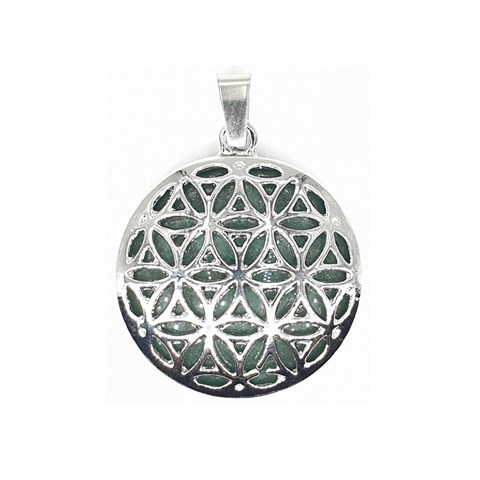 PENDENTE "FIORE DELLA VITA" AVVENTURINA VERDE