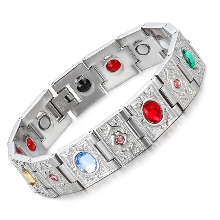 PENELOPE - BRACCIALE MAGNETICO IONIZZANTE ACCIAIO E CRISTALLI *Non più assortito *Non più assortito